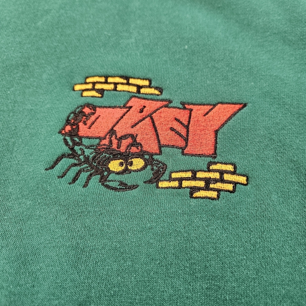Obey Brick By Brick Crewneck Mens S Green Embroidered Graphic Sweatshirt Skater - Picture 6 of 9